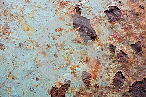 Grunge texture of green rusty metal