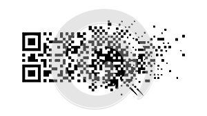 Grunge Texture QR Code Abstract Digital, vector design Generative AI