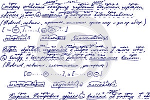 Grunge texture of an unreadable handwritten student page