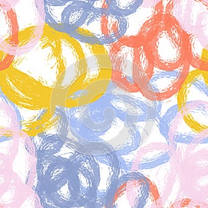Grunge textured colorful doodled circles