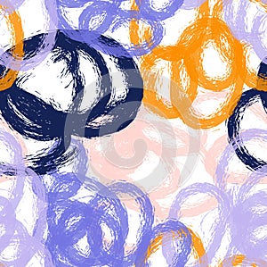 Grunge textured colorful doodled circles