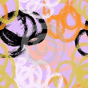 Grunge textured colorful doodled circles