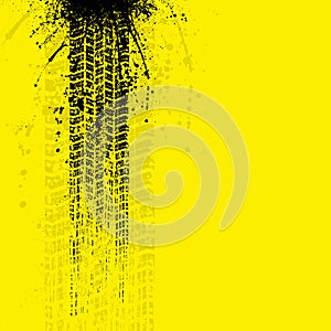 Grunge tire tracks banner yellow