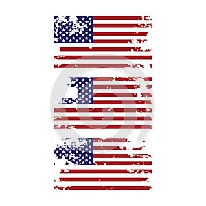 Grunge torn united states of america american flag icon design element for 4th of july independence day set