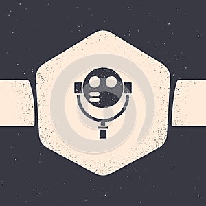 Grunge Tourist binoculars icon isolated on grey background. Binoculars telescope on the observation deck for tourists