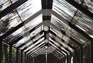 Grunge transparent roof with ligh bulb