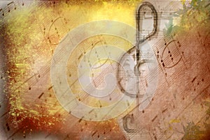 Grunge treble clef musical poster