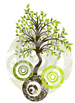 Grunge tree background, vector