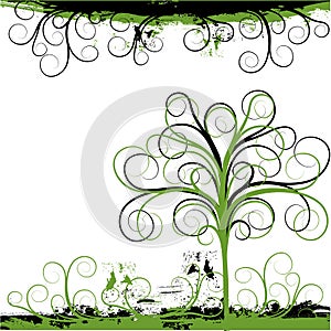 Grunge tree background, vector
