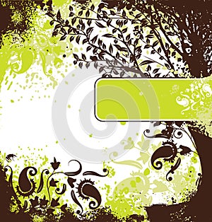 Grunge tree background, vector