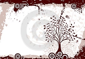 Grunge tree background, vector