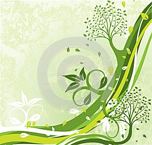 Grunge tree background, vector