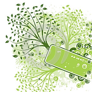 Grunge tree background, vector