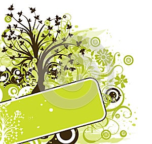 Grunge tree background, vector