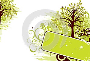 Grunge tree background, vector