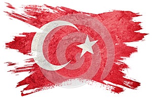 Grunge Turkey flag. Turkish flag with grunge texture. Brush stroke.