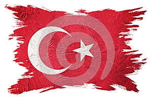 Grunge Turkey flag. Turkish flag with grunge texture. Brush stroke