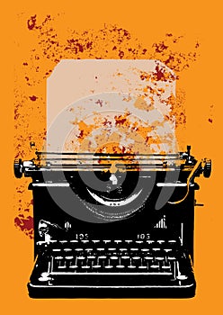 Grunge typewriter with a sheet