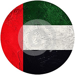 Grunge UAE flag. United Arab Emirates button flag Isolated on white background