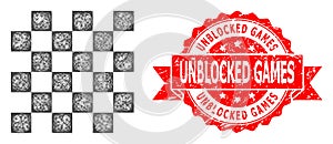 Grunge Unblocked Games Seal and Hatched Chess Board Icon