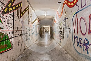 Grunge underpass with graffiti