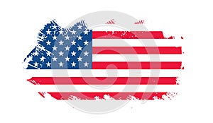 Grunge US Flag brush stroke effect. USA flag brush paint use to 4 of July American President Day.