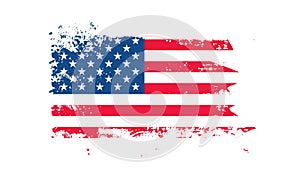 Grunge US Flag brush stroke effect. USA flag brush paint use to 4 of July American President Day.
