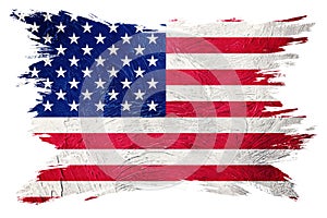 Grunge USA flag. American flag with grunge texture. Brush stroke