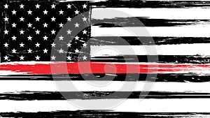 Grunge USA flag with a thin red line