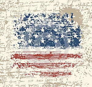 Grunge USA flag. Vintage American flag. Vector