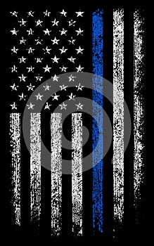 Grunge usa police with thin blue line wallpaper background stock