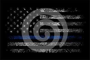 Grunge usa police with thin blue line wallpaper background stock vector