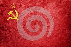 Grunge USSR flag. Soviet Union flag with grunge texture.