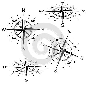 Grunge vector compass set