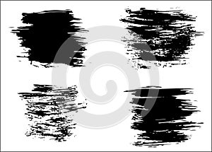 Grunge vector dry brush backgrounds. Isolated. Hand drawn set