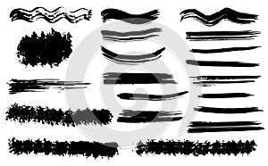 Grunge vector dry brush strokes. Isolated. Hand drawn set