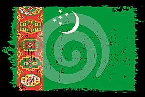 Grunge vector flag of Turkmenistan