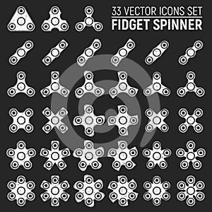 Grunge Vector Icons of Different Fidget Spinners