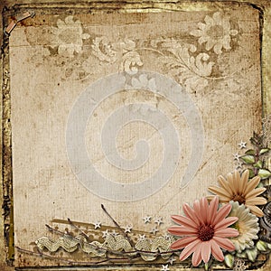 Grunge vintage background with flowers