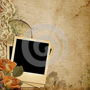 Grunge vintage background with polaroid-frame