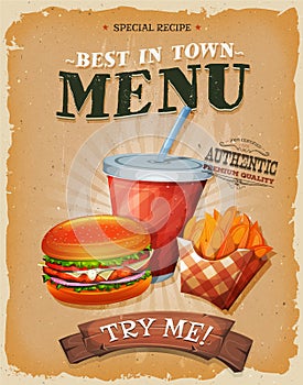 Grunge And Vintage Fast Food Menu Poster