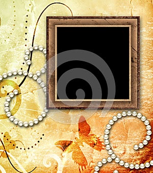 Grunge vintage frame on old paper background