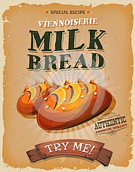 Grunge And Vintage Milk Bread Poster