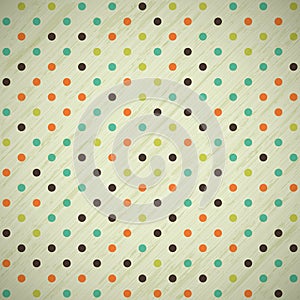 Grunge vintage retro background with polka dots