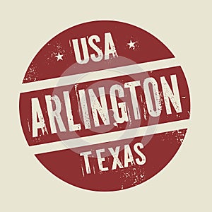 Grunge vintage round stamp with text Arlington, Texas photo