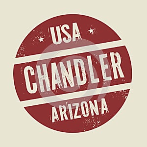 Grunge vintage round stamp with text Chandler, Arizona