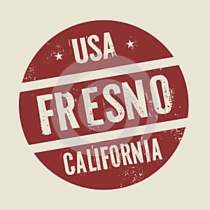 Grunge vintage round stamp with text Fresno, California