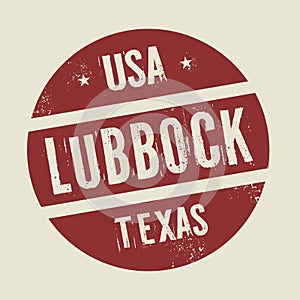 Grunge vintage round stamp with text Lubbock, Texas