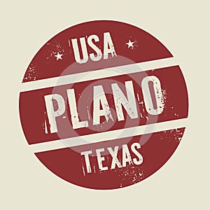 Grunge vintage round stamp with text Plano, Texas photo