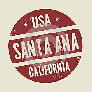 Grunge vintage round stamp with text Santa Ana, California photo